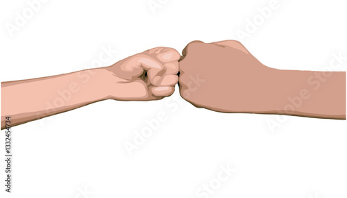 Fist bump between diverse hands symbolizing friendship and unity