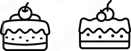"Classic Black Forest Cake Icon – Rich Chocolate and Cherry Dessert Symbol in Vector Style"