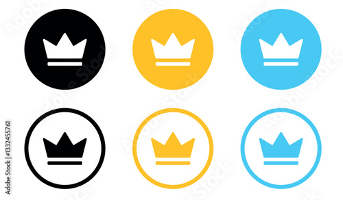 Variety of crown icons in different colors on a simple background
