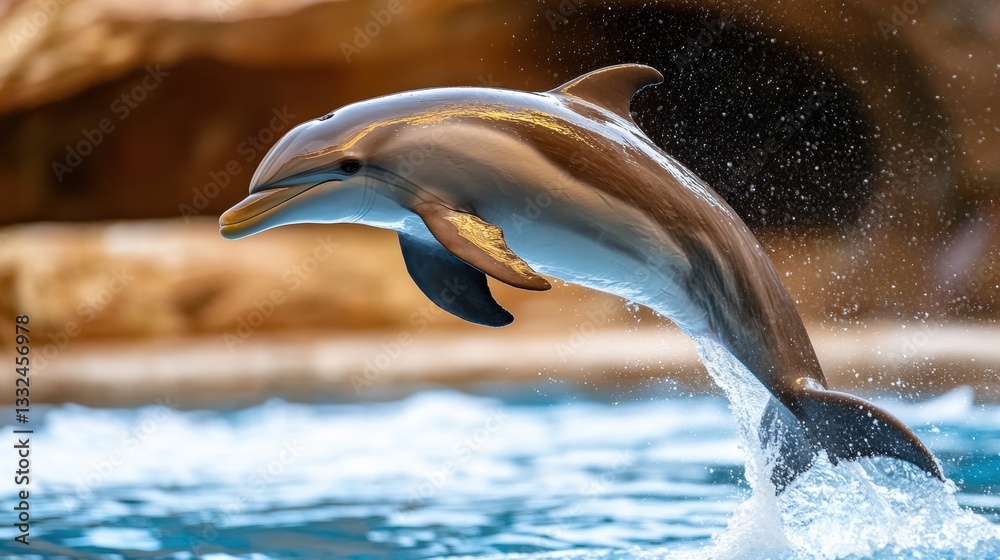 Obraz premium Dolphin jumping gracefully over the water.