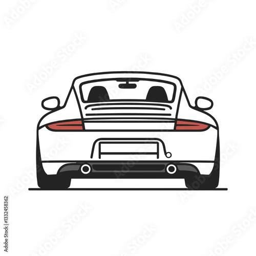 Rear view of sports car in modern line art style.