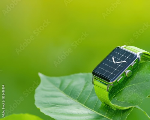 A smart watch powered by solar energy, blending technology and nature.