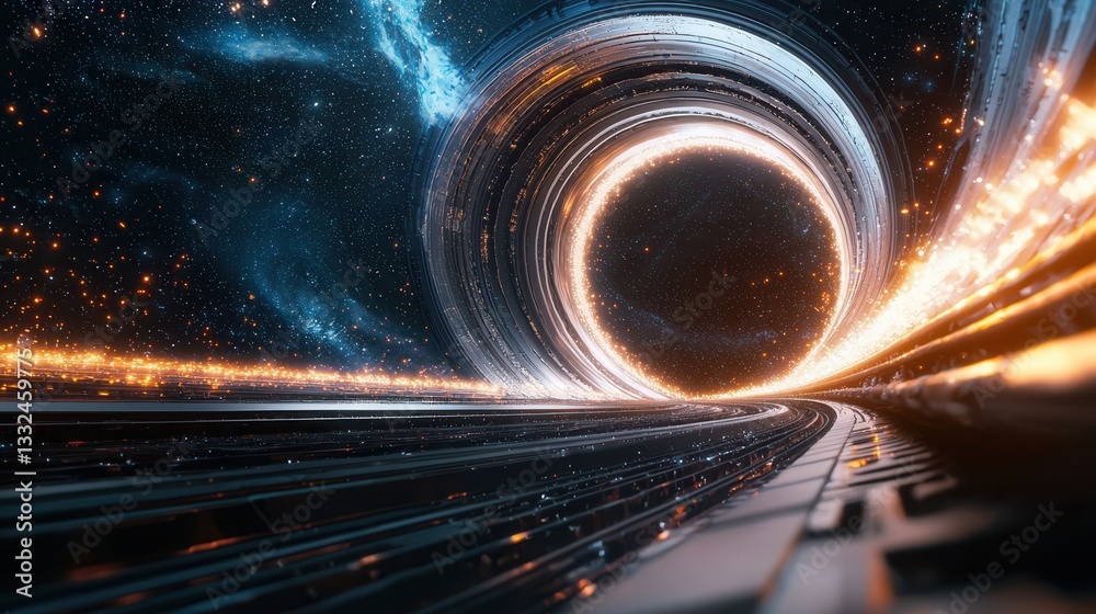 A visually stunning image of a glowing ethereal tunnel hurtling through a serene starry cosmic landscape at the speed of light creating a captivating abstract and futuristic scene A visually stunning image of a glowing ethereal tunnel hurtling through a serene starry cosmic landscape at the speed of light creating a captivating abstract and futuristic scene