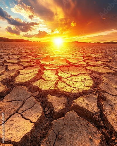 Global heatwave effect Scorched cracked earth, extreme global heatwave effects and climate crisis, scorched cracked earth environmental impact