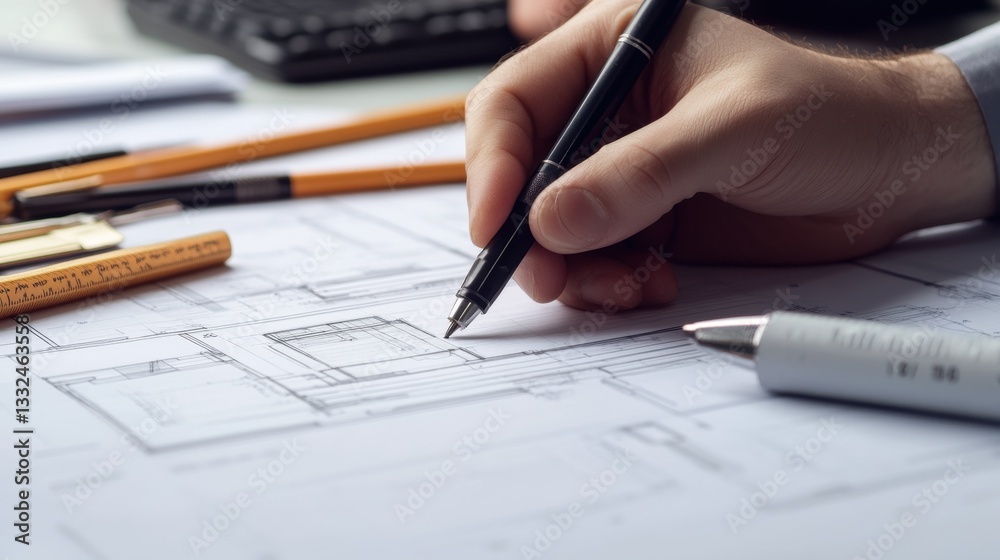 Hand drafting building blueprints and plans. Hand drafting building blueprints and plans.