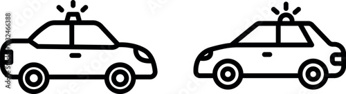 "Minimalist Police Car Icon – Sleek Law Enforcement Symbol in Vector Style"