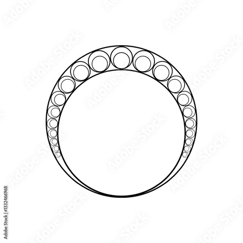 1970s Retro Concentric Circle Border Vector transparent vintage style concentric circle portrait background art nouveau seventies style hoop surround art deco 70s bohemian circles svg asset element