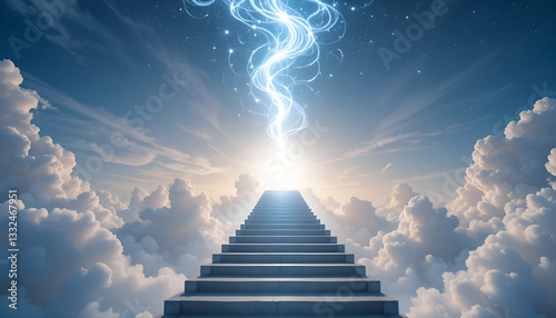 a staircase curved upwards and at the end. Ai generated image
