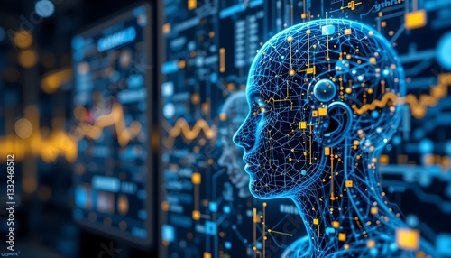AI-powered data analysis, machine learning algorithms. Ai generated image
