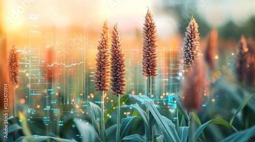Sorghum crop analysis report agricultural field business insights natural environment close-up perspective gigapixel data visualization