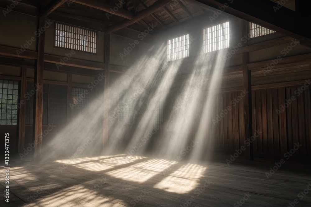 Sunlight streaming traditional Japanese architecture Sunlight streaming traditional Japanese architecture
