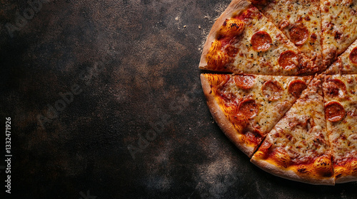 pizza huge copy space right side of the background for text, 