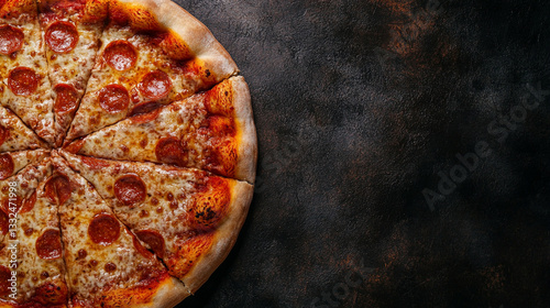 pizza huge copy space right side of the background for text, 