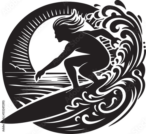 surfer silhouette vector