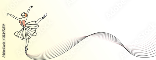 elegance motion of ballerina line art