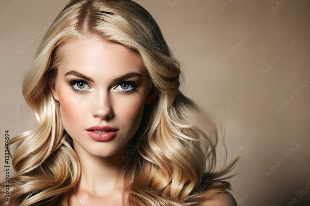 Fototapeta premium Blonde Girl. Background for Advertising Cosmetics and Other Products for Women Copy Space milkyhexddway Backgrounds for creating advertising placements Your ads can be here Company logo agency art