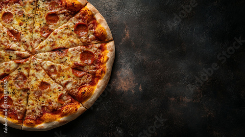 pizza huge copy space right side of the background for text,