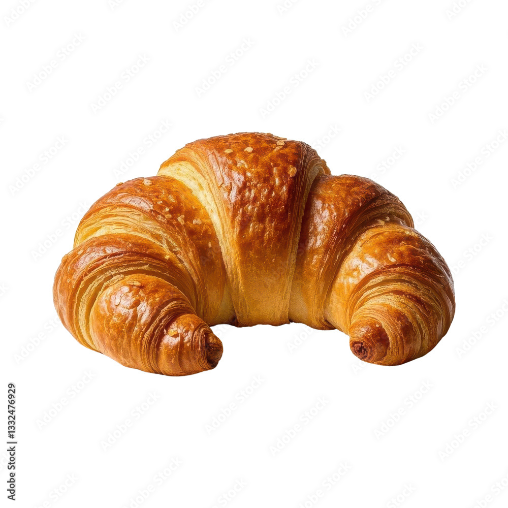 Golden-Brown Croissant with Flaky Texture and Soft Shadows Isolated on Transparent Background Golden-Brown Croissant with Flaky Texture and Soft Shadows Isolated on Transparent Background