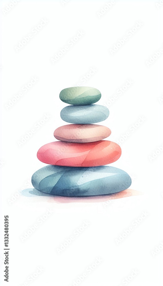 Colorful Stack of Smooth Stones with a Soft Pastel Background for Tranquility and Balance in Mindfulness and Wellness Practices Colorful Stack of Smooth Stones with a Soft Pastel Background for Tranquility and Balance in Mindfulness and Wellness Practices
