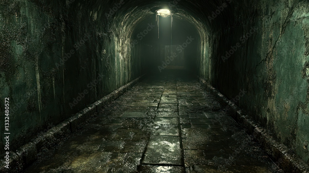 Dark, damp tunnel interior