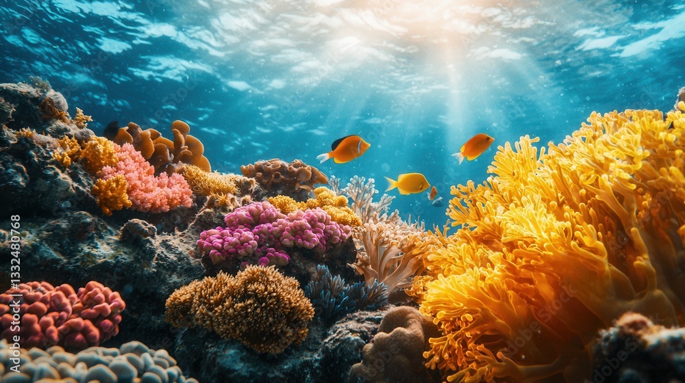 Fototapeta premium A vibrant and colorful underwater coral reef scene