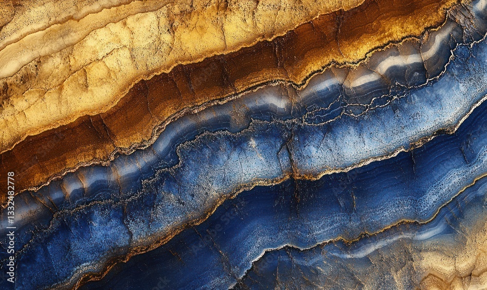 Fototapeta premium Macro shot of natural rainbow agate gem or mineral texture background, organic stones patterns and colors. Abstract geological ornaments unique structures, AI generated