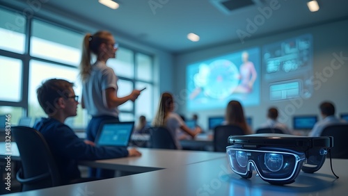 Augmented Reality in Education: Futuristic Classroom with AR Glasses and Interactive Learning