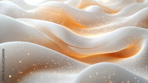 A white fabric with a gold and orange pattern. The fabric is very soft and has a lot of texture