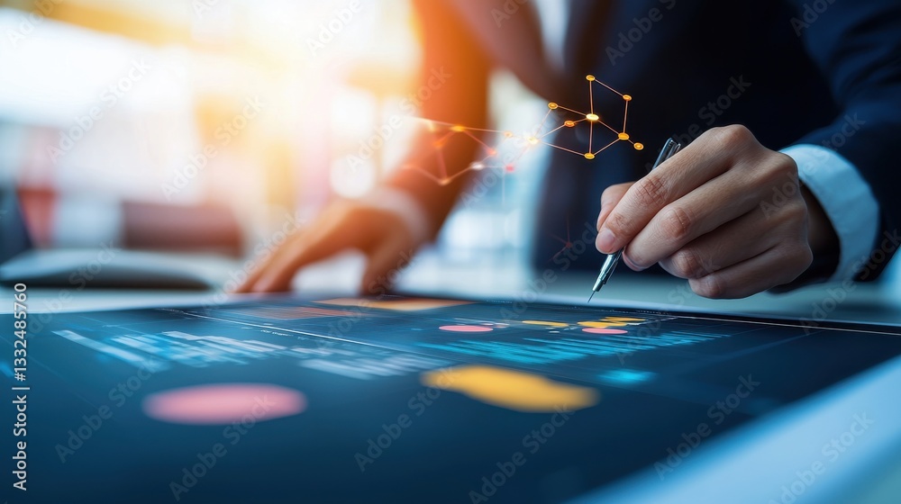 Professional Businessman Analyzing Data on Modern Digital Interface