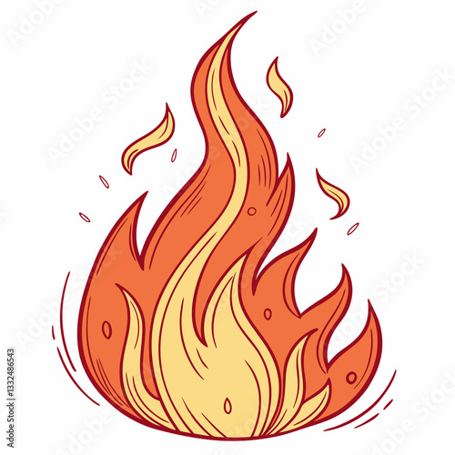 A yellow & orange shaded flame of fire icon.