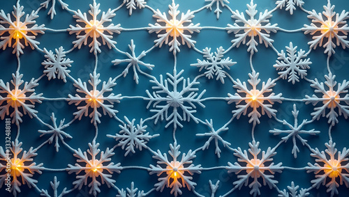 Sparkling Holiday Lights & Snowflakes: Seamless Winter Tile Pattern