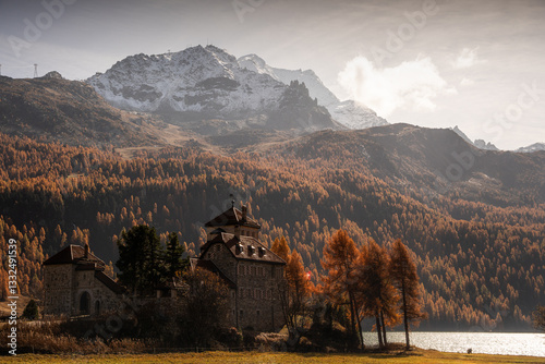 Obraz na płótnie Autumn in Switzerland - Grisons w salonie