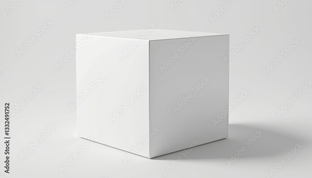Plain White Cube Box on Neutral Background, Minimalist Design Plain White Cube Box on Neutral Background, Minimalist Design