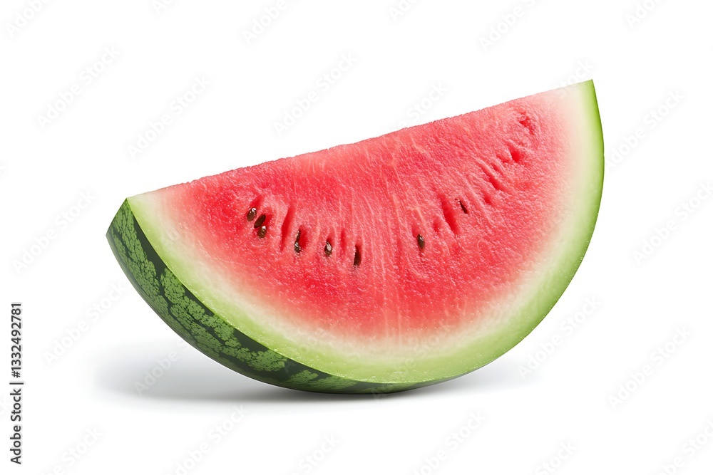 Realistic 3D render of a watermelon and its slice, isolated on a white background. Realistic 3D render of a watermelon and its slice, isolated on a white background.