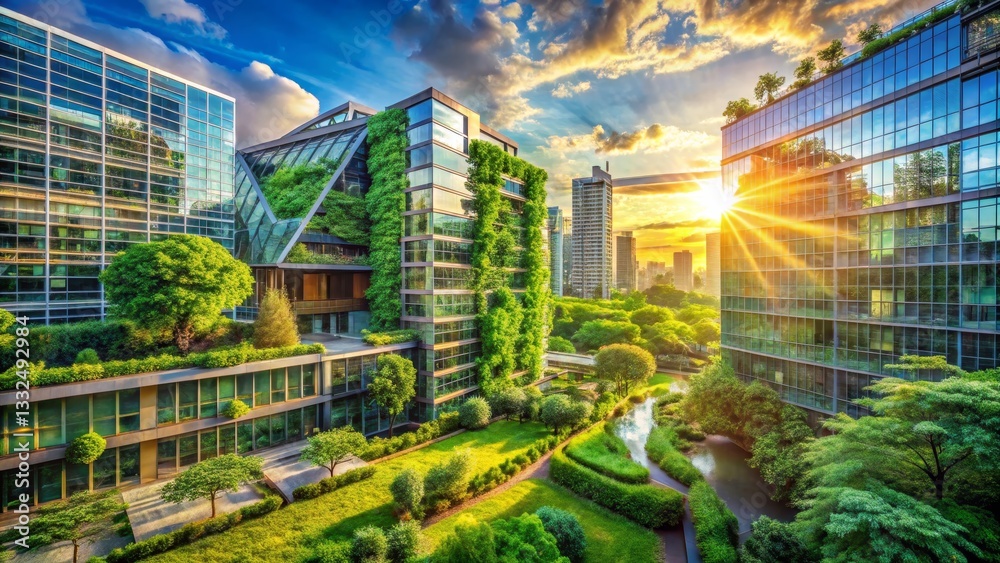 Fototapeta premium Sustainable Urban Architecture with Greenery
