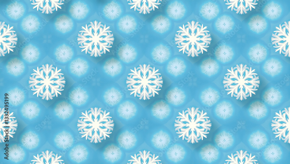 Naklejka premium Modern Geometric Snowflakes: Seamless Frosty Tile Pattern Design