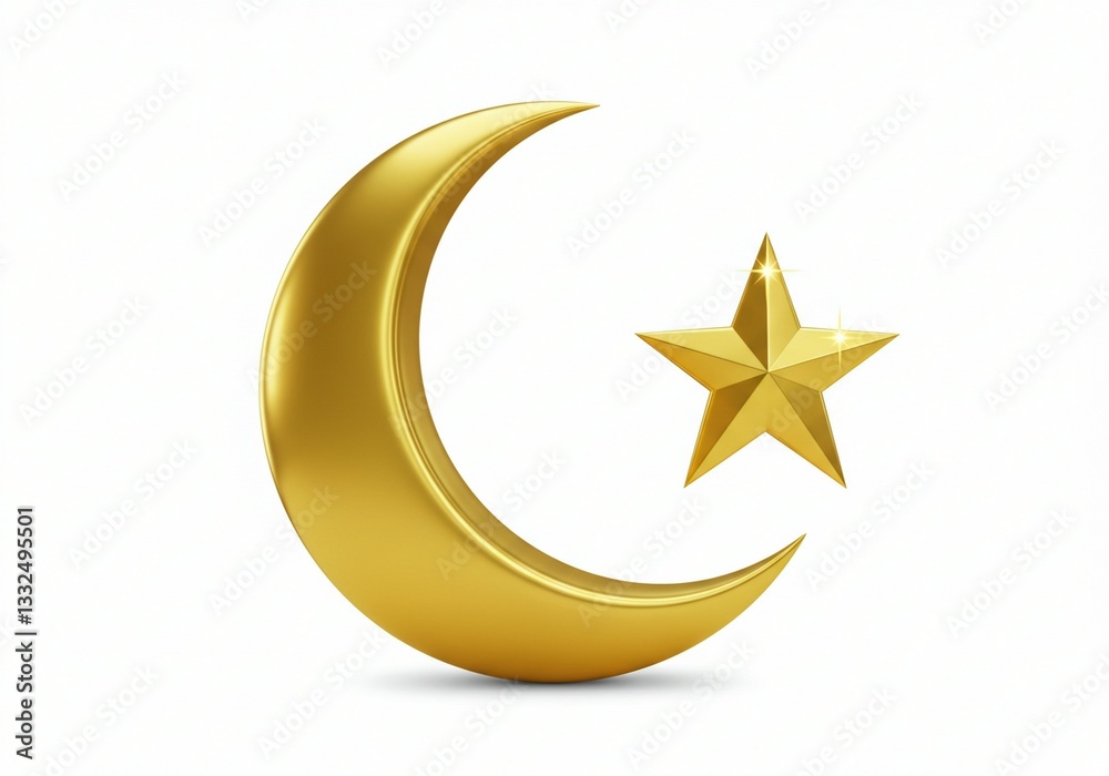 Golden Crescent Moon and Star: A Symbol of Islam Golden Crescent Moon and Star: A Symbol of Islam