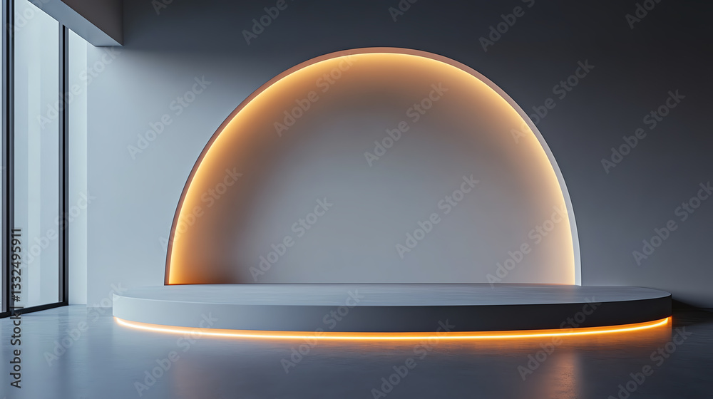 Modern interior space with soft lighting and minimalistic design. Modern interior space with soft lighting and minimalistic design.