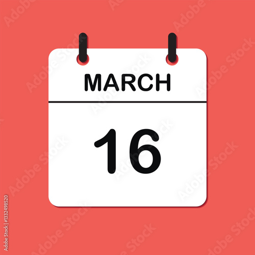 March 16. Daily Calendar icon for design. Simple design for business brochure, flyer, print media, advertisement. Easily editable.