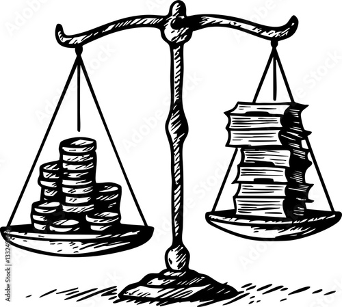Balancing wealth and knowledge a visual representation of financial literacy business world illustration creative space abstract concept