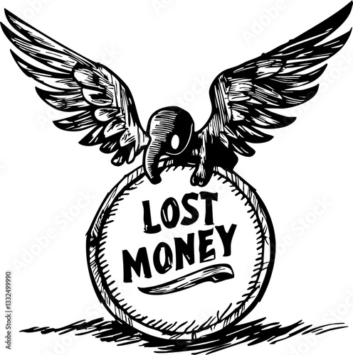 Lost money a symbolic illustration business concept graphic creative environment vivid viewpoint financial struggles