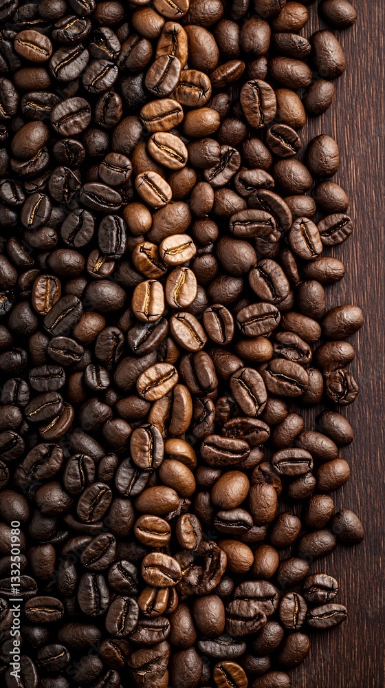 Fototapeta premium A Split Composition Showcasing Coffee Beans Before Brewing Cafe Photography Rustic Kitchen Top-Down View Coffee Culture