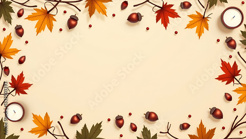 Wallpaper Mural Flat Autumn warmth seamless tile pattern with candles and acorns for intimate fall home decor concept as Candles and acorns arranged seamlessly with autumn leaves to create intimate and warm fall home Torontodigital.ca