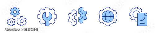 gears, admin, disruption, gear, analytics. Gear Icon vector illustration. Line Duotone style. Editable stroke