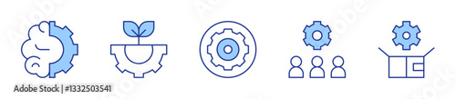 gear, onboarding, design thinking, brain, engineering. Gear Icon vector illustration. Line Duotone style. Editable stroke