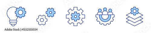 gears, team management, maintenance, idea. Gear Icon vector illustration. Line Duotone style. Editable stroke