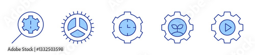 identify, setting, time management, gear, settings. Gear Icon vector illustration. Line Duotone style. Editable stroke