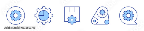 pie chart, settings, order fulfillment, mechanism, options. Gear Icon vector illustration. Line Duotone style. Editable stroke