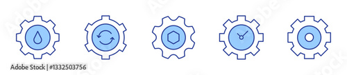 restore, cogwheel, engineering, clock, gear. Gear Icon vector illustration. Line Duotone style. Editable stroke
