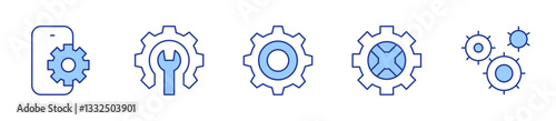 smartphone, settings, gear, setting. Gear Icon vector illustration. Line Duotone style. Editable stroke
